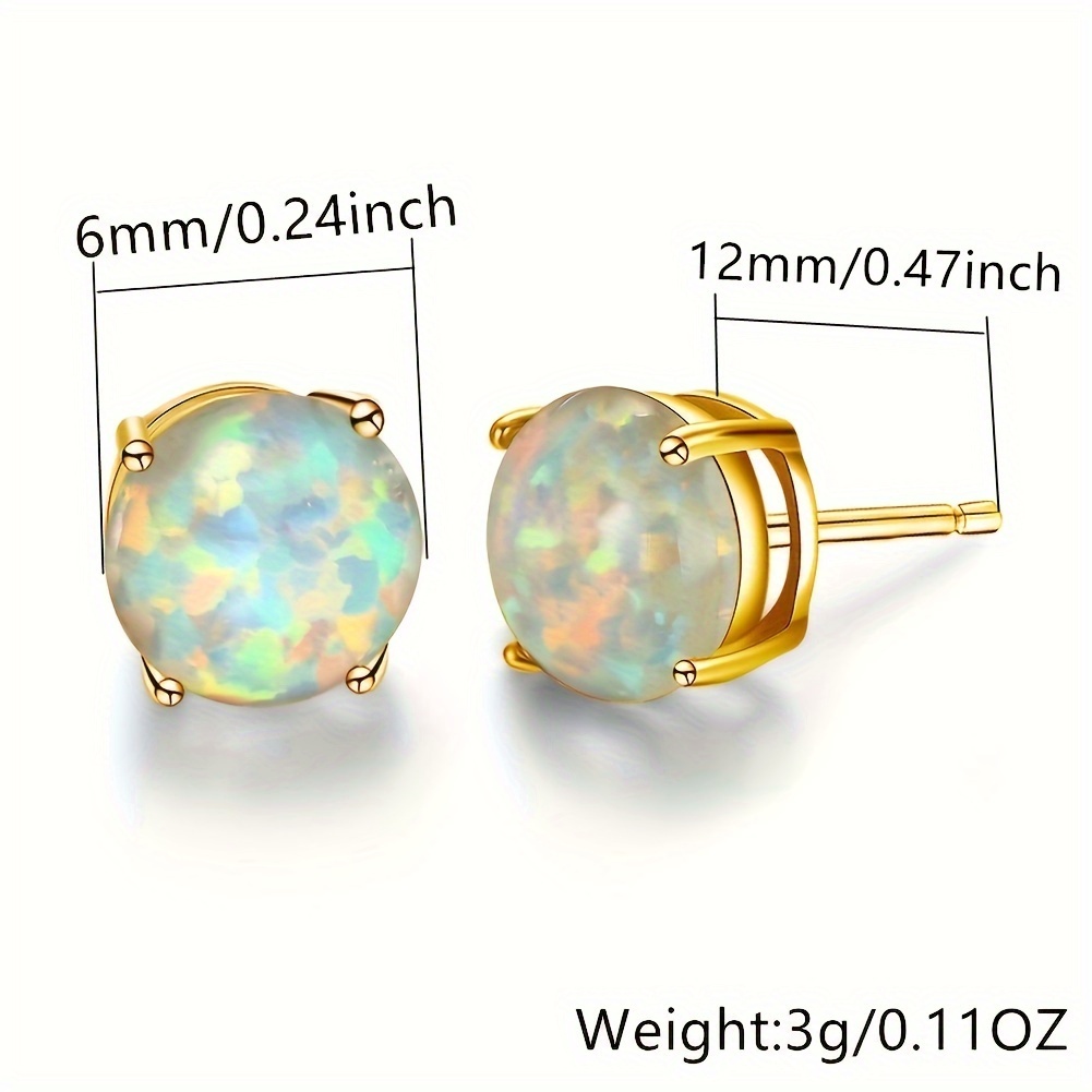 Opal Stud Earrings with Golden Plating - Perfect for Female